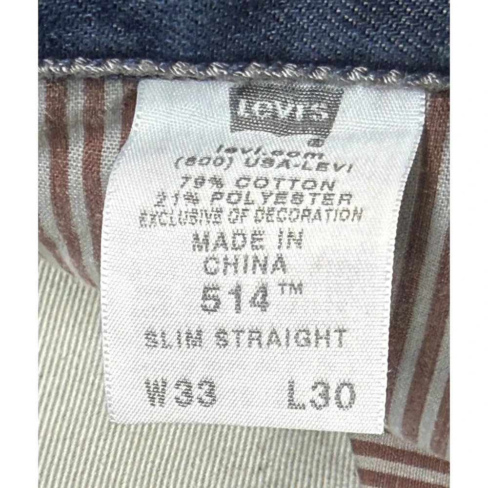Levi's 514 Slim Straight Mens 8 Pocket Design Straigh Leg Denim Jeans Size 33x30